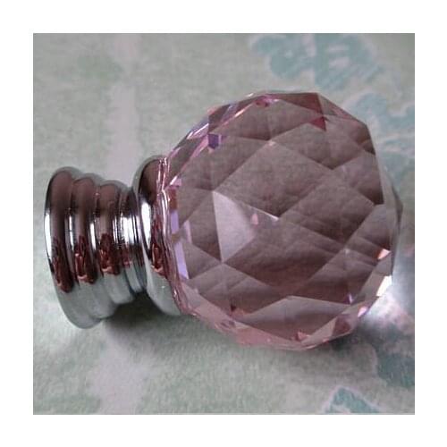Glass Dresser Knobs / Crystal Drawer Knobs Pulls Handles Sparkle Pink / Kitchen Cabinet Knob Pull Handle Silver Hardware Diamond
