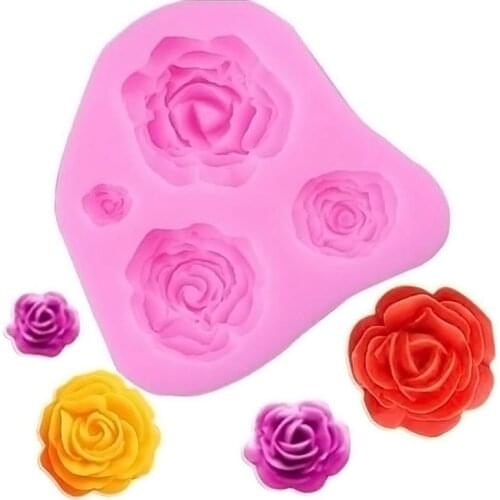 Rose Shape Silicone Mold Honeycomb Fondant Cake Decorating Handmade Diy 4 Small Roses Flowers Soap Molds Diy Soap