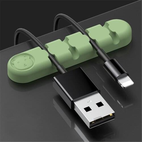 Cute Bear Silicone Cable Organizer Earphone Clip Charger Wire Data Line Holder USB Car Cable Winder Line Fixer Desk Accessories