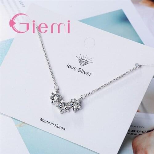 Discount Fashion Beautiful 925 Sterling Silver Austrian Cubic Zirconia Women Wedding Jewelry Pendant Necklace Whlolesale