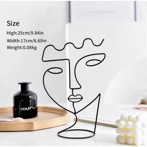 Modern Nordic Decorative Figure Metal Face Art Decorative Statue Abstract Decoration For Home Face Art Ornament