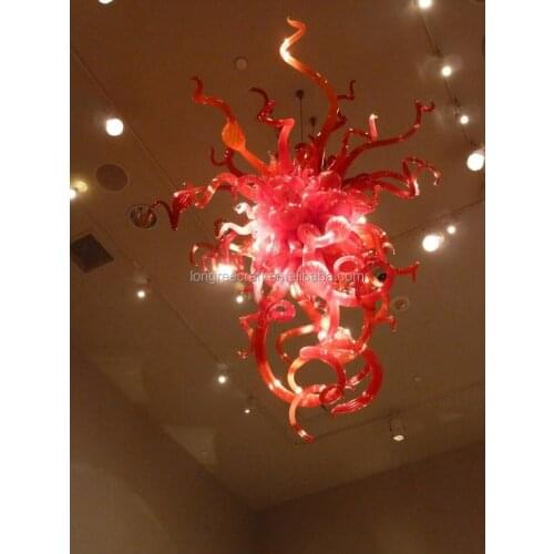 Modern Red Christmas Decor 120v/240v LED Bulbs Mouth Blown Glass Red Crystal Chandelier Lamps
