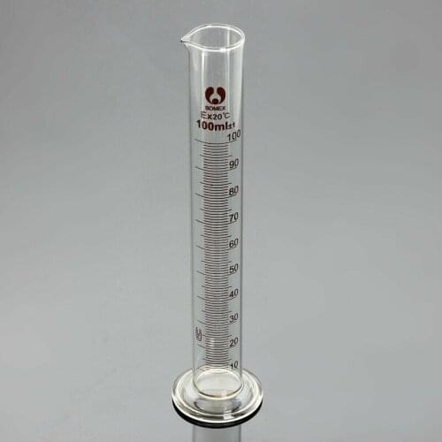 100mL Glass Graduated Measuring Cylinder Tube Round Base w/ Spout Lab Glassware