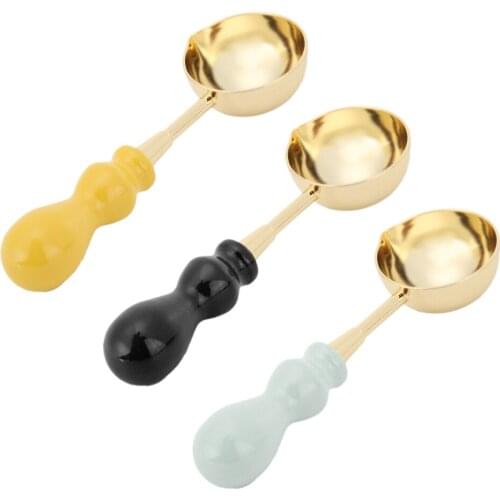Vintage Wood Handle Sealing Wax Spoon Album Seal Stamp Wax Melting Burning Scoop Invitation Cards Decorative Stamps Craft