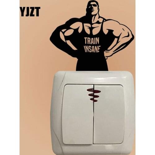 YJZT Muscled Bodybuilding Gym Athlete Sport Livingroom Wall Decal Light Switch Sticker 8SS-2411