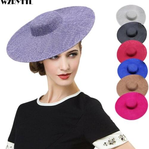 Ladies Fascinators Millinery Hat Base Party Wedding Sinamay Hat White Wide Brim Fedora Kentucky Derby Headpiece Hair Accessories