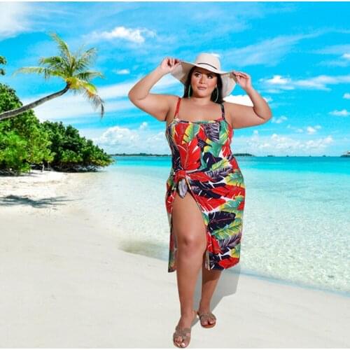 Beach swimsuit Plus-size Womens Summer 2021 New print Cool Sexy Dresses swimsuit cover up