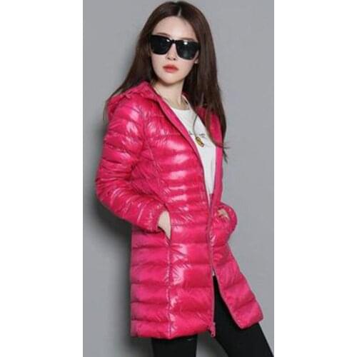 Winter Women White Duck Down Parka Candy Color Soft Jackets Women Long Duck Down Jacket Outwear Ultralight Hooded Coats
