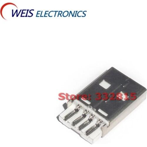 100PCS A-type A/M USB 2.0 MALE SOCKET 4pin USB SOCKETS connecttor plug 20.5mm Good quality