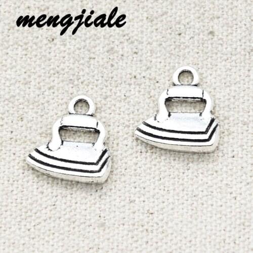 12pcs Wholesale Antique Silver 3D Sewing Iron Charms Alloy Metal Pendants For DIY Handmade Jewelry Accessories Makings 17*16mm