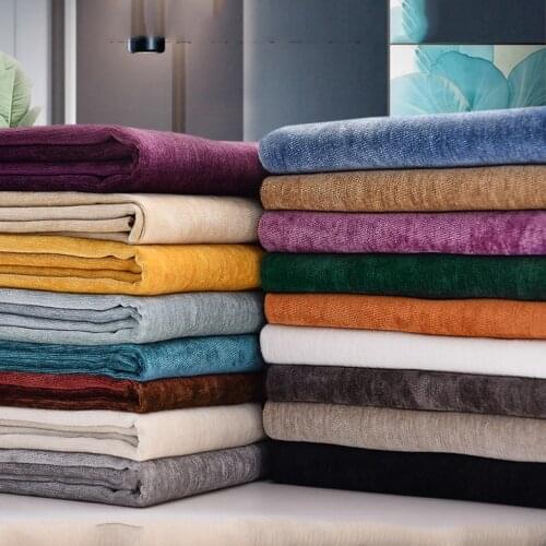 18 colors Solid Rayon Soft Chenille Jacquard Woven Plain Fabric Sofa Curtain Pillow Decorative Cloth Width 150cm