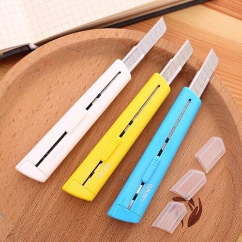 2pcs candy color multifunctional art knife, creative and convenient safety wallpaper knife with cover, school office supplies
