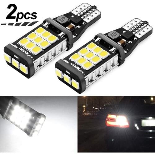 2x Led Car Lights Signal Lamps W16W LED T15 921 912 Canbus 12V 3030 21SMD Backup Bulbs Backup Ultra Bright Interior Lights White