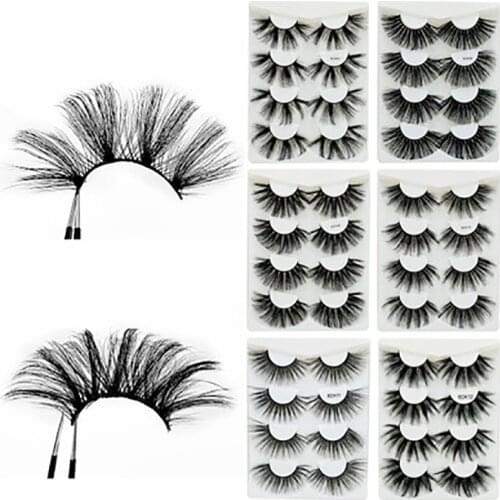 4 pairs of laser boxed 25mm mink eye lashes super long thick net red eyelashes professional eyelash extension