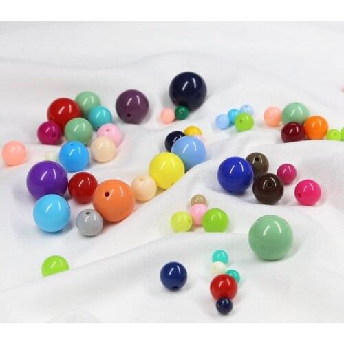50pc/lot 6 / 8 / 10mm Acrylic Solid Round Beads Diy Manual Beading Loose Beads Material Hair Accessories Bag Bracelet