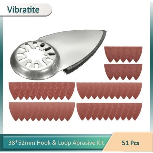 50PCS Sandpaper Triangle Sanding Sheets 38*52mm Hook & Loop Abrasive Sanding Disc Sandpaper With Finger Sanding Pad