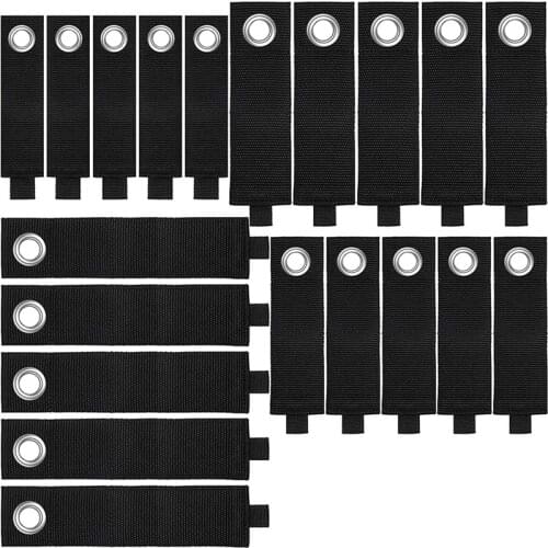 ABSF 20Pcs Heavy Storage Straps Extension Cord Holder Organizer Black Hook and Loop Straps Adjustable Cable Tie Strap Holder