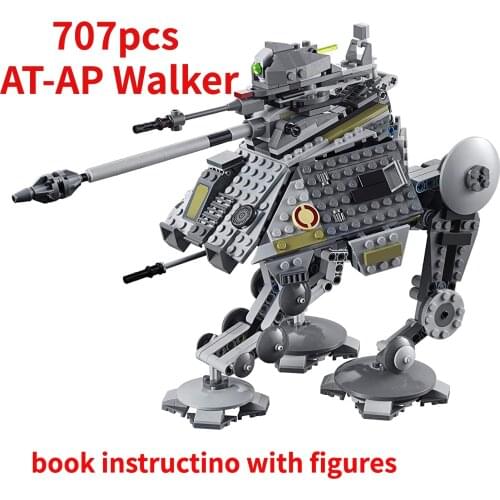 AT-AP Walker Clone Scout Walker Droid Gunship with Figures Compatible Star movie Wars 75234 Building Blocks Toys For Children