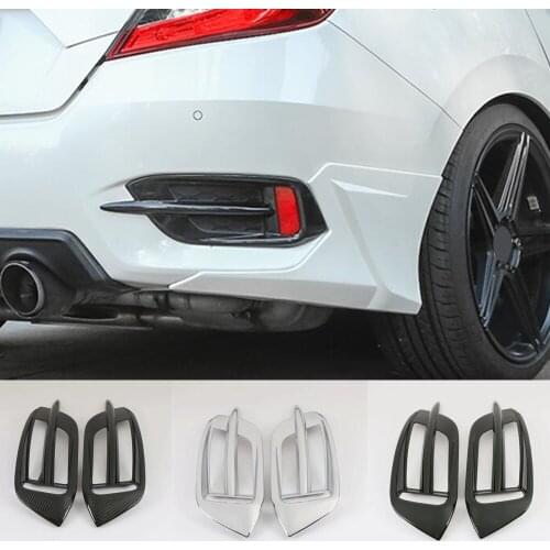 Car Detector ABS Chrome Cover Trim Back Tail Rear Fog Light Lamp Frame Stick Parts For Honda Civic 10th Sedan 2016 2017 2018