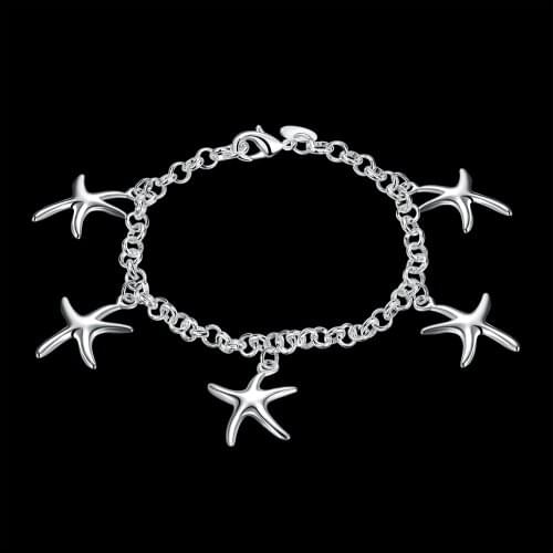 Special offer fashion 925 sterling silver Bracelet for woman five starfish Pendant chain jewelry Wedding party Christmas gifts