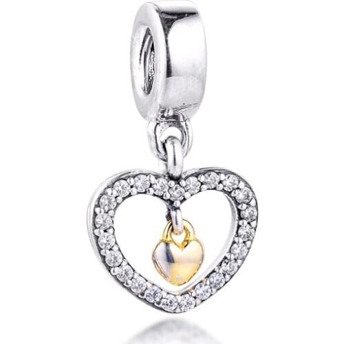 Fit Pandora Bracelets Forever In My Heart Dangle Charm 100% 925 Sterling Silver Female Jewelry Charms Beads for Women DIY Making