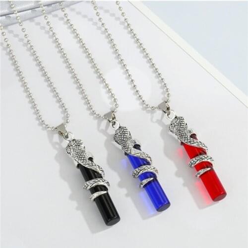 1PC Punk Colorful Crystal Snake Pendant Necklace For Men Women Gothic Transparent Stone Animals Chain Necklace Jewelry N234