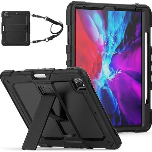 Case For IPad Pro 12.9 Inch 2020 with Pencil Holder + Hand Strap Stand Cover Kids Shockproof Tablet Protective shell Funda+pen