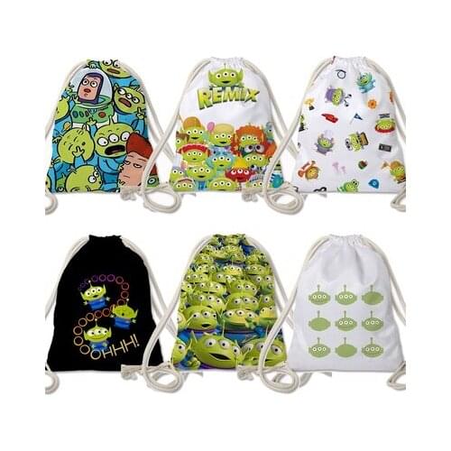 Disney Toy Story Aliens Fashion Anime Figures Cartoon Product Cosplay Accessories Customized Drawstring Backpack Rucksacks Gift