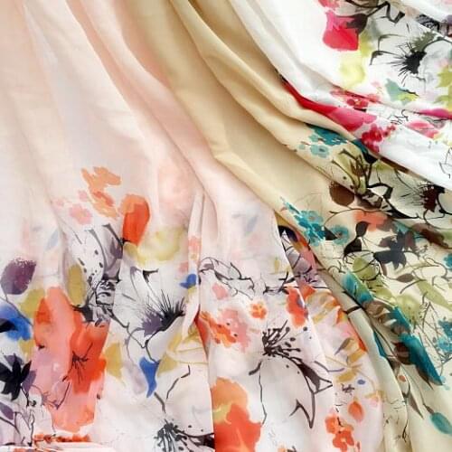 150cm*100cm 75D bilateral positioning printed chiffon dress Ink style spring summer apparel fabrics cloth diy handmade fabric