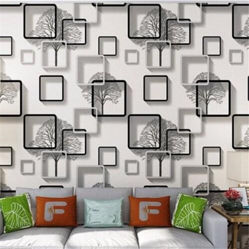 Beibehang Photo Frames Boxes Living Room TV Background Wall Paper Modern minimalistic abstract squares wallpaper Papel de parede