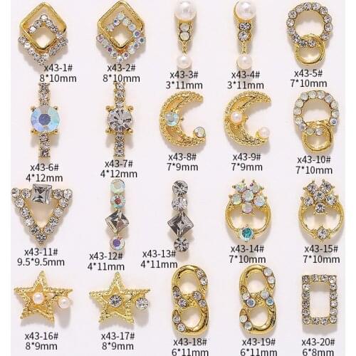 20pcs/lot 3D Alloy Geometric patterns Circle Nail Art Rhinestons Pearl metal nail art accessories Nail Decorations nail charms