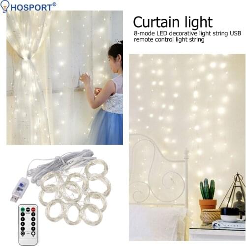 Garland Curtain for Room New Years Wedding Party Christmas Lights Decorations Curtains For Home Led Light Decor Fairy Lights