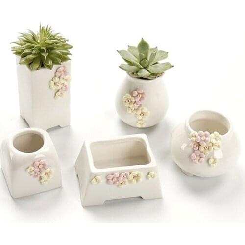 Ceramic Succulent Plant Pot Creative Handmade Floral Pot Vase DIY Porcelain Flowerpot Bonsai Pot Container Garden Decor