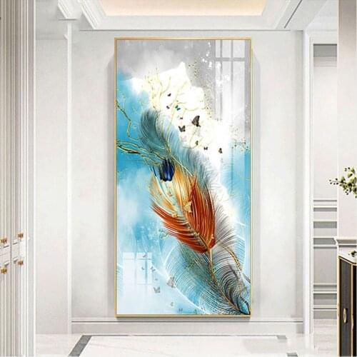 Colorful Feather Diy Diamond Painting 5D Mosaic Full Square Drill Diamond Embroidery Wall Art Nordic Decor DropshippingZP-3137