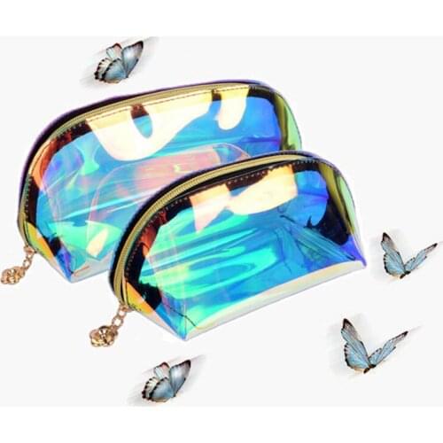 Laser Transparent Cool Rainbow Membrane Transparent Makeup Bag Handbag Cosmetics Wash Bag Cosmetic Bag Zero Wallet