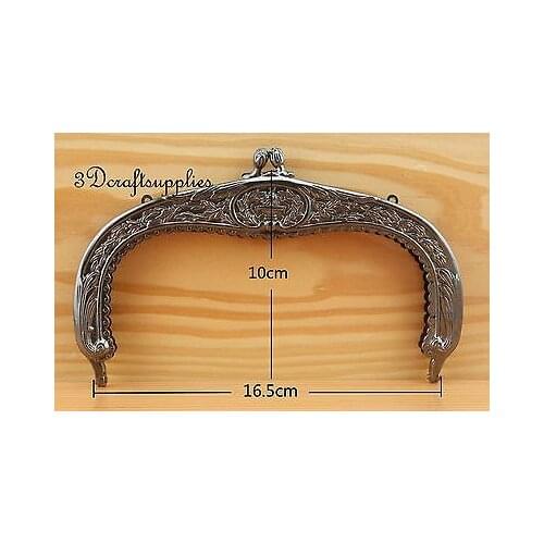 Metal purse frame clasp clip alloying gunmetal 6 1/2 inch x 4 inch D17