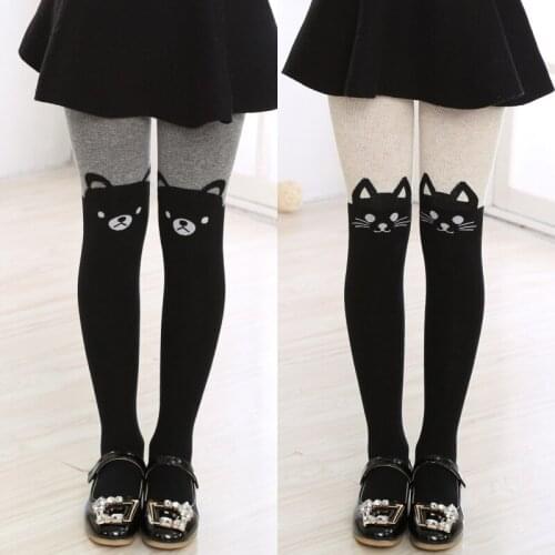 Soft Cotton Tights For Girls Cute Cartoon Children Pantyhose Baby Girls Toddler Tights High Elastic Infant Clothes For 3 To 12 Y