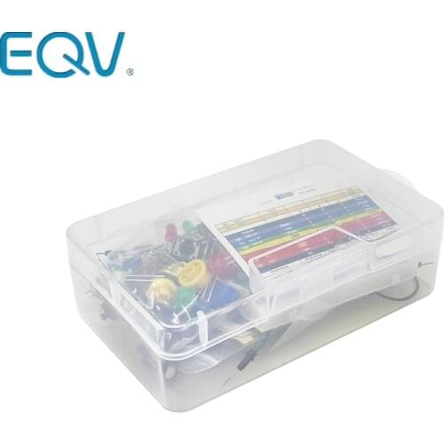 EQV Starter Kit for arduino Resistor /LED / Capacitor / Jumper Wires / Breadboard resistor Kit with Retail Box