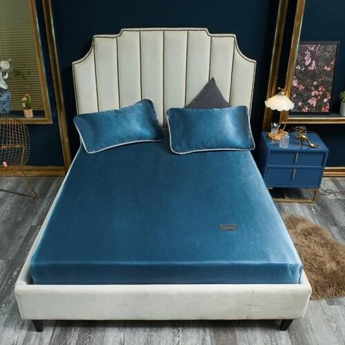 Kuup 1PCS Summer Cool Microfiber Fitted Sheet Solid Color Bed Sheets With Elastic Band Bed Cover Double King Size Mattress Cover