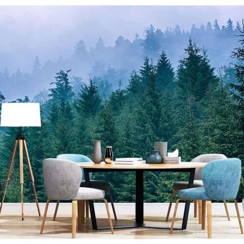 3D Nordic Cloud Forest Wallpaper nature forest TV sofa landscape extension space background wall living room bedroom wallpaper
