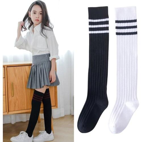 Girls Socks Fashion Stockings Warm Thigh High Over Knee Cotton High Socks Girls Womens Female Long Striped Knee Sock