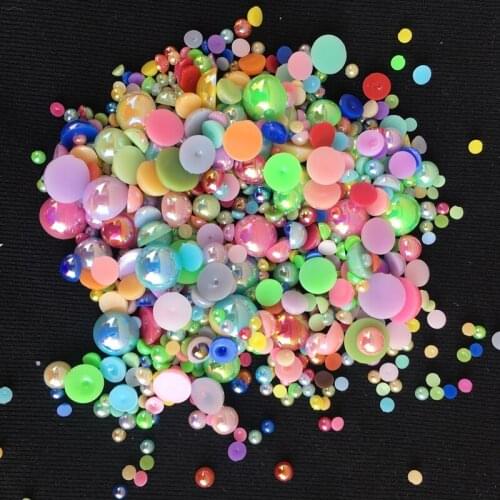 5000pcs/pack White/Ivory/AB Half Pearl Mixed Size from 3mm to 14mm Craft ABS Resin Flatback Half round imitation pearls
