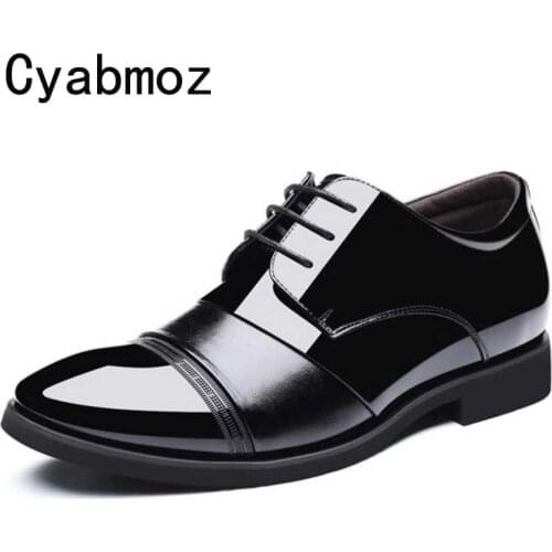 Cyabmoz 5 CM / 7 CM Height Increase Leather Casual Shoes Fashion Male Elevator Shoes Young Men Wedding Dress Office Shoes