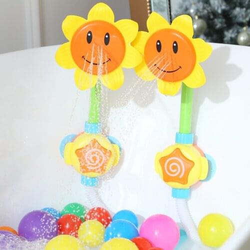 Sun sunflower shower manual electric water toy childrens baby boy girl turn around happy bath toy