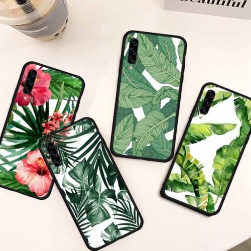 Green leaf beautiful painting Phone Case for samsung galaxy a 51 52 71 50 12 72 21s 70 40 20e 31 30s 32 5G soft silicone coque