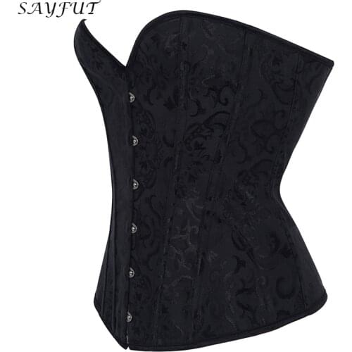 SAYFUT Women Sexy Wedding Dress Lingerie Overbust Corset Lace up Busiter Waist Trainer Slimming Cincher Corselet Plus Size S-6XL