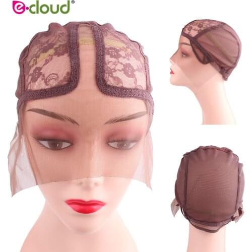 Purple Wig Caps for Making Wigs Full Lace Wig Weaving Cap Mesh Base Machine Made Stretchy Net Medium with Adjustable Strap