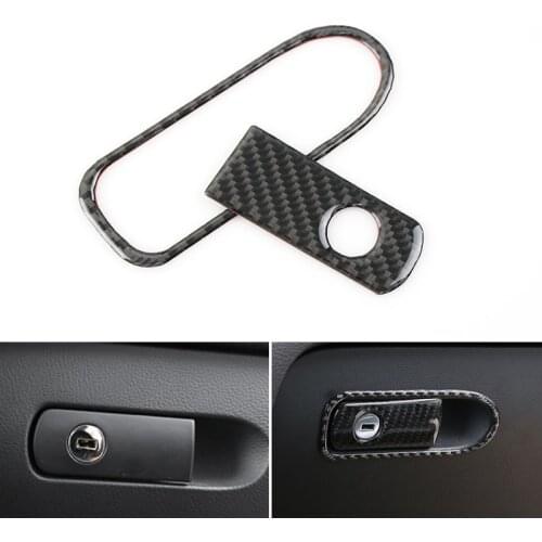 Carbon Fiber Car Styling Passenger Side Storage Box Pull Handle Cover Protective Trim For VW Touareg 2011 - 2015 2016 2017 2018
