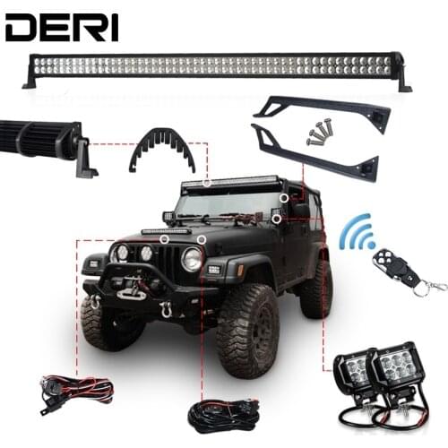 50 inch 288W Offroad LED Work Light Bar kit + Mount + Wireless Remote Controller + Bolts+Isolator For JEEP Wrangler YJ 1987-1995