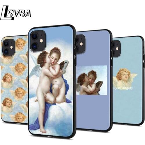 Renaissance angels For Apple iPhone 12 Pro Max Mini 11 Pro XS Max X XR 6S 6 7 8 Plus 5S Bright Black Phone Case